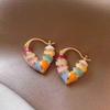 New Arrival Korean Sweet Small Fresh Color Love Heart Hoop Earrings For Women Fashion Elegant Metal Jewelry Party Gifts