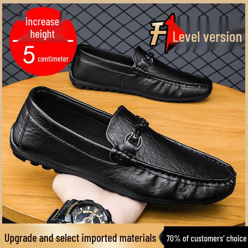 

Men s Versatile Black Leather Slip-On Loafers: Business, Casual, and Sporty 44