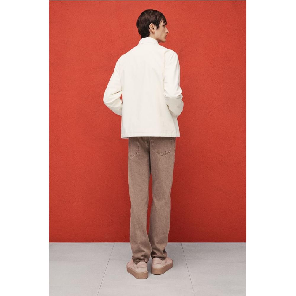 H M Regular Fit Canvas coacH Jacket wHite