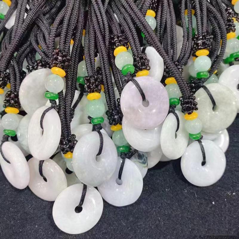 Natural A-Grade Jade Bean Ping'an Necklace with DIY Braided Rope for Men and Women - Ideal for Live Stream Gifts