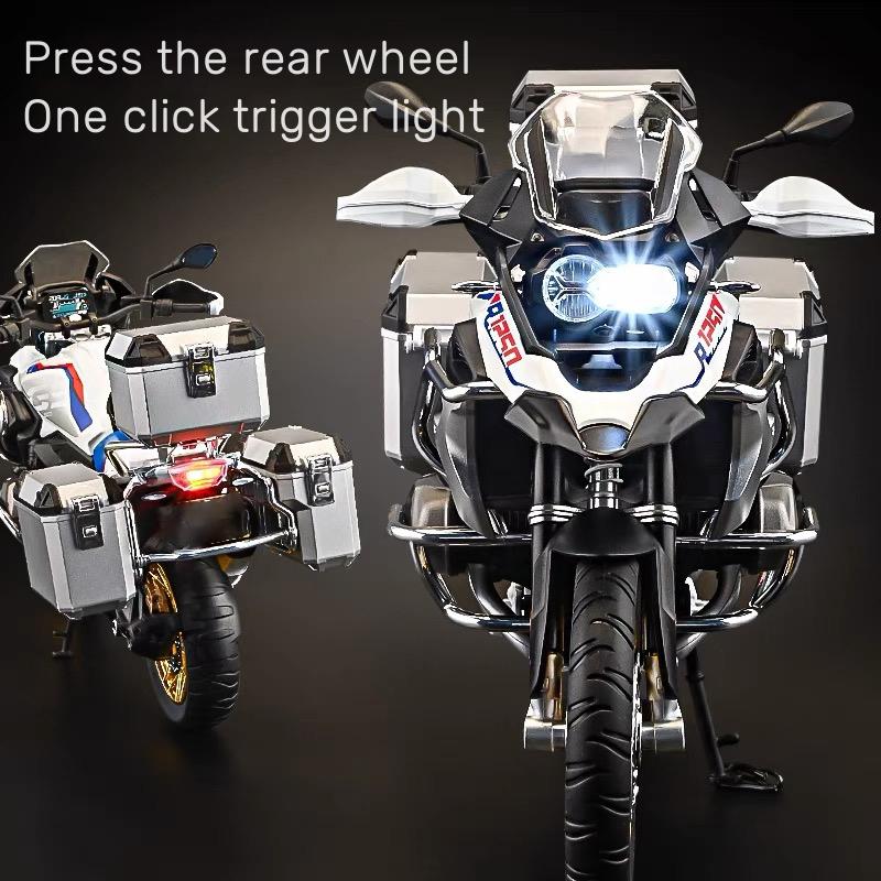 1/9 BMW R1250GS Alloy Diecast Scale Motorcycles Model Off Road Autocycle with Lighting Collection  Decoration Children Toy Gift
