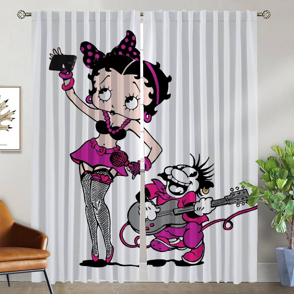 

Украшения на Хэллоуин Bettys Boops Шторы для гостиной Шторы для перегородки Домашний интерьер Шторы 2 шт Тюль для спальни W50xH70cmx2pcs-CL