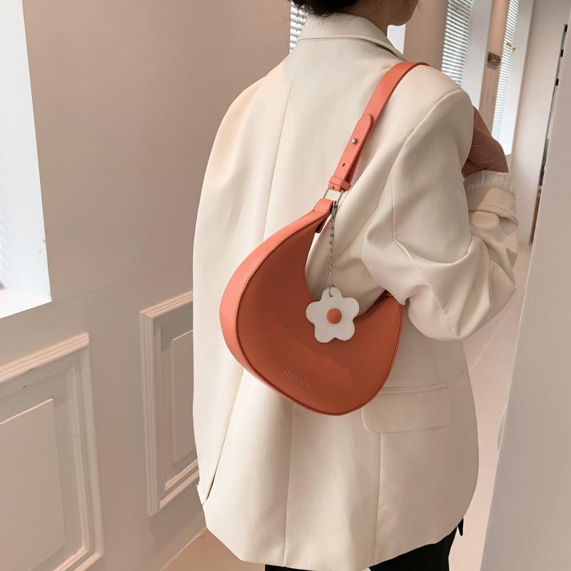 This Year's Popular Textured Small Bag 2025 Spring and Summer New Women's Bag Simple Candy-colored Shoulder Underarm Half-moon Bag