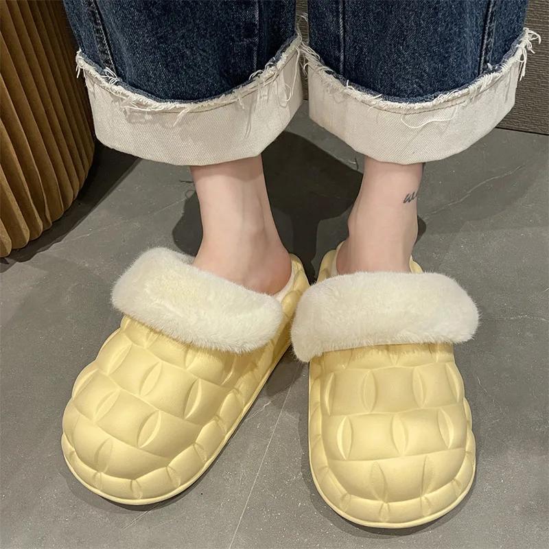 

Fashion Casual Fluffy Slippers Women House Flats Winter Plush Designer Shoes Ladies Home Warm Fashion Elegant Platform Footwear Solid 36-37 жёлтый