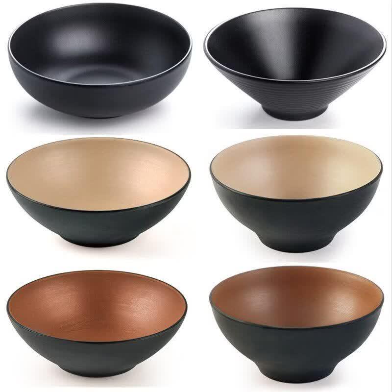 Japanese Style Black Frosted Melamine Noodle Bowl