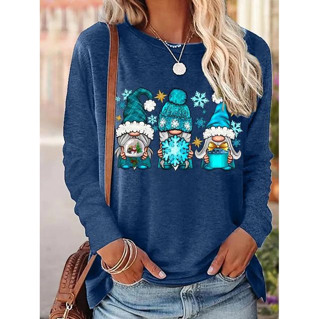Tricouri cu mânecă lungă cu imprimeu amuzant pentru femei Pulover de zi cu zi Toamna Gnomi Toamna Dovleac Ziua Recunoștinței Topuri casual Harajuku