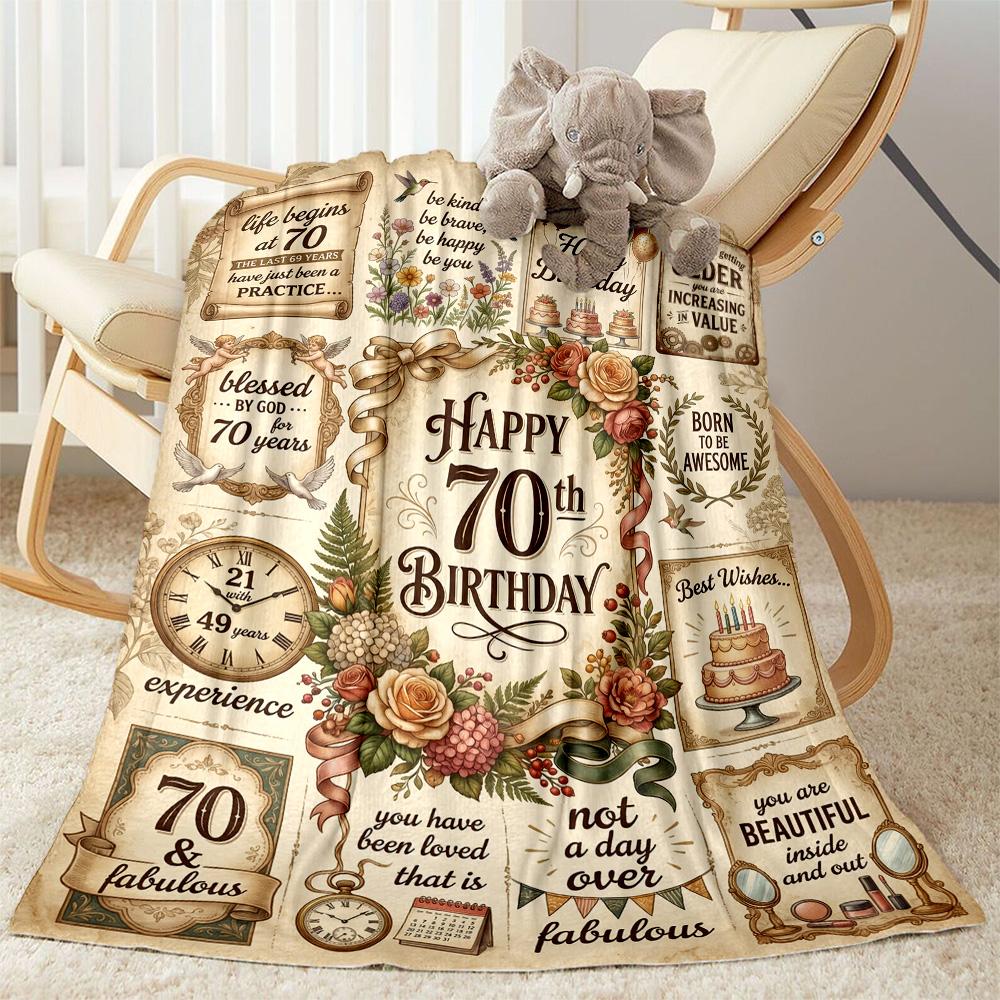 Vintage Celebration Blanket Soft & Cozy Perfect for Chair Office Chair Couch Four Seasons Multipurpose Playful Design Gift for Travel Home Birthdays