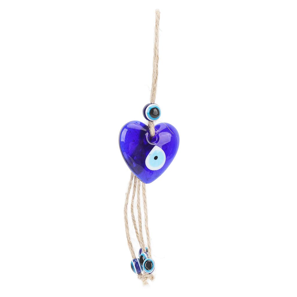 Woven Rope Pendant Blue Evil Eye Heart Shaped Ornament Hanging Decoration for Car Interior Clothing
