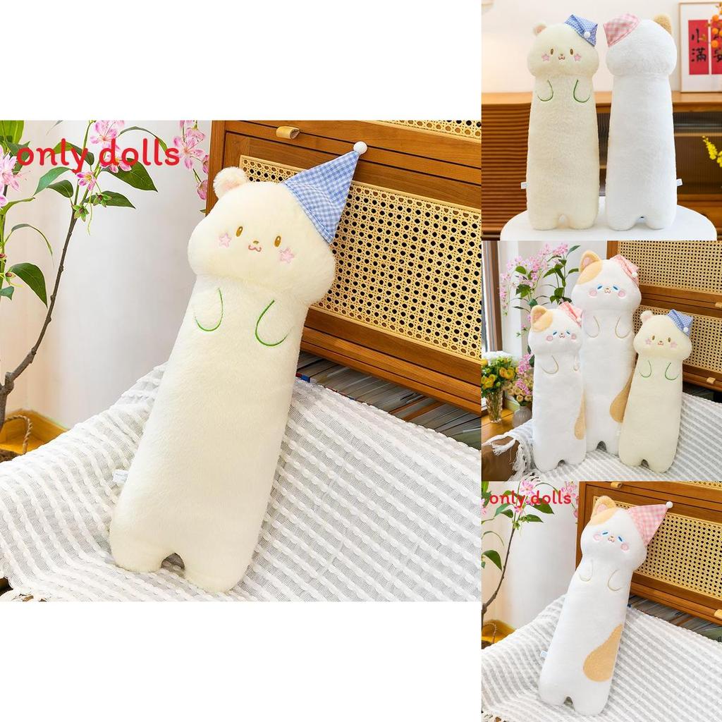 Plush Star Cat Long Animal Pillow With Sleepcap Design For Girls Sleep Relaxation Bedside Support