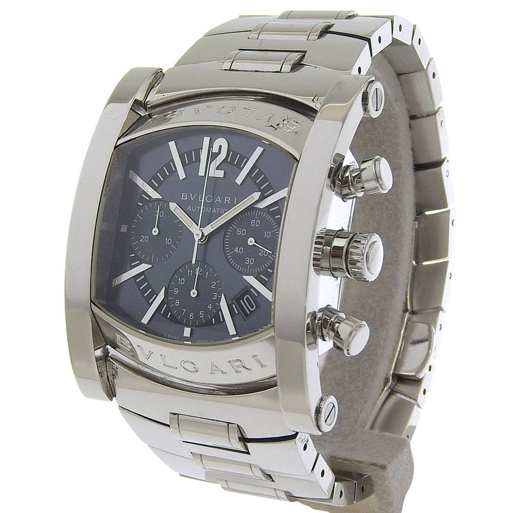 BVLGARI Assioma Watches AA48SCH Silver blackDial Stainless Steel Mechanical Automatic Chronograph mens Used