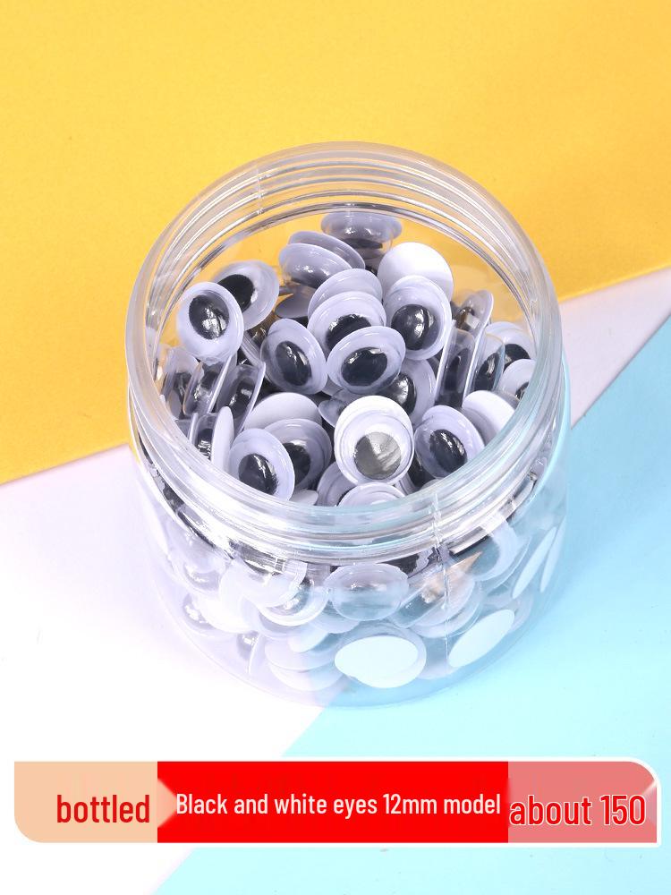 Kids' DIY Colored Eye Stickers for Crafting: Animal-Themed Black and White Eyeballs