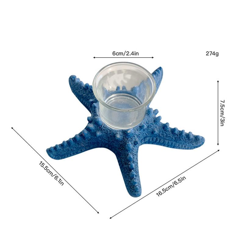 1Pc Sea Star Statue Tealight Resin Holiday Beach Creative Tabletop Decorative Candle Holder Starfish