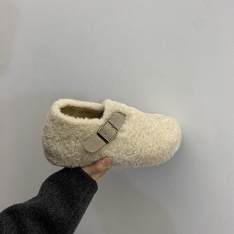 Sheepskin version~ Square head sequined flower toe sandals women's French exquisite skirt one word with wedge heel Roman sandals