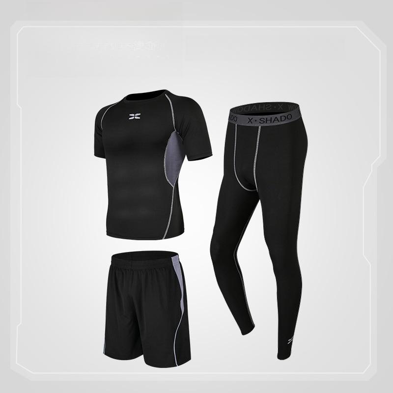 Sports Suit Men's Casual Men's Fitness Suit Tight Running Training Pants Three Piece Set