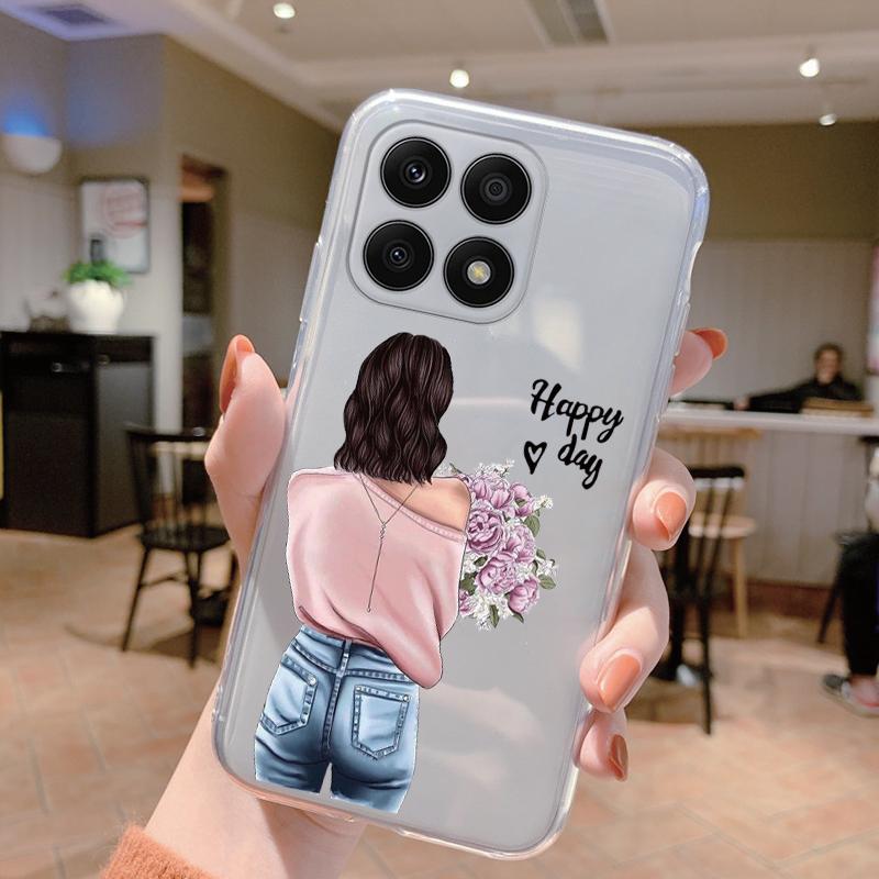 For Honor 70 Lite 5G Case Silicone Soft Clear TPU Coque for Honor X8a X8b X8c X8 5G X6 Phone Cover Print Shell Protection Women