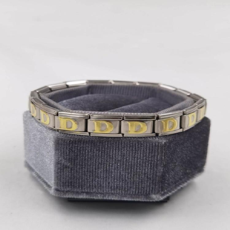 Italian Jewelry Charm Link Vintage Square Letter Beads Stainless Steel Material