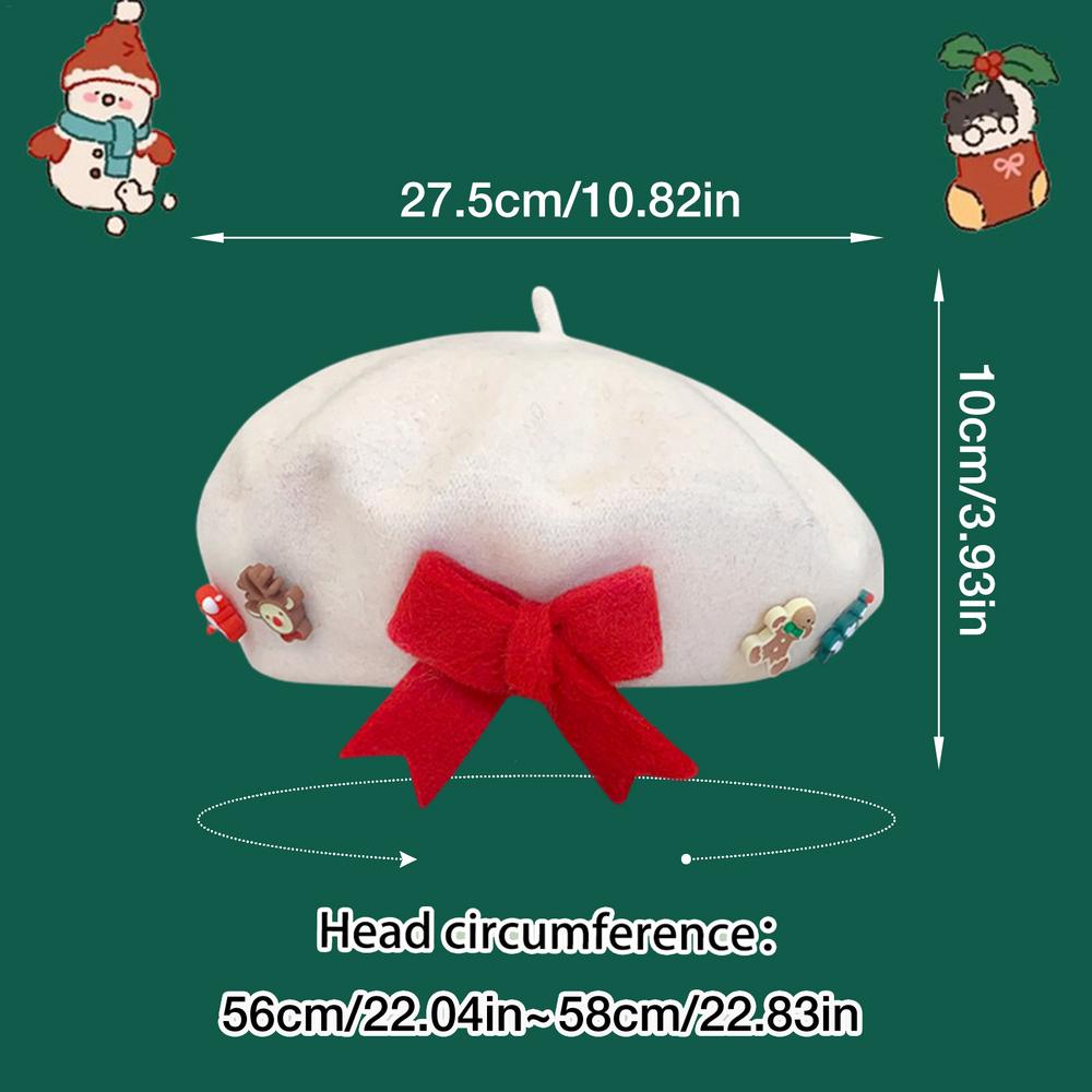 Christmas Hat Fashion Warm Hat Women's Cute Christmas Beret Hat Decorative Wool Artist Beanies Hats Painter Hat for Adults