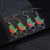 HY 18K Gold Plated Martinique Map Flag Pendant Dangling Earrings Stainless Steel Enamel Martinique Design Drop Dangle Earrings
