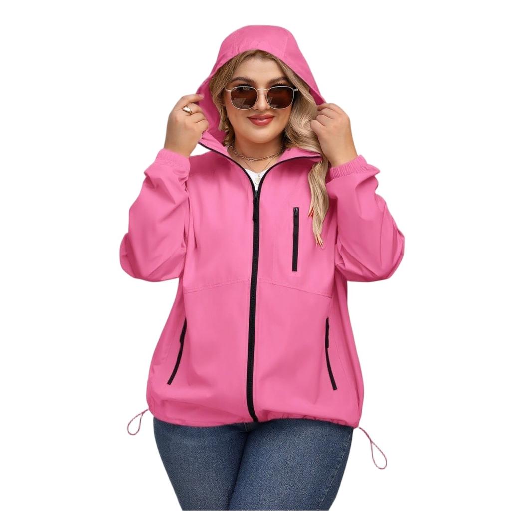 Women's Solid-color Hooded Long-sleeved Windbreaker, Mountaineering Sports Windbreaker, Jacket And Top
