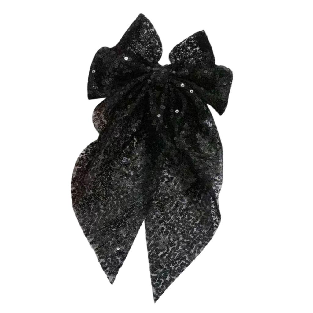 Sequined Ribbon Hair Bows Hair Styling Accessory for Daily and Special Event Sparkling Hair Clip for Women Girl Party Wear