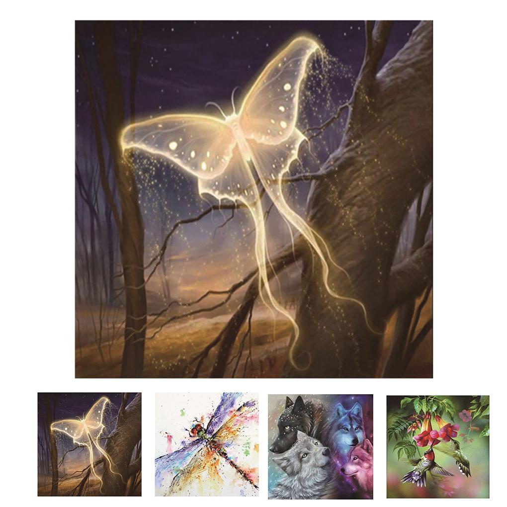 5D DIY Butterfly/Dragonfly/Wolf/Bird Animal Painting Diamond Stitch Round Resin Crystal Embroidery Picture Gifts