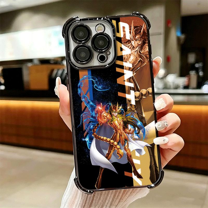 Anime S-Saint S-Seiya Plating Phone Case For Iphone 16 17 Pro Max Air 16E 14 15 Plus 12 13 Mini Anti-Fall Airabag Cover