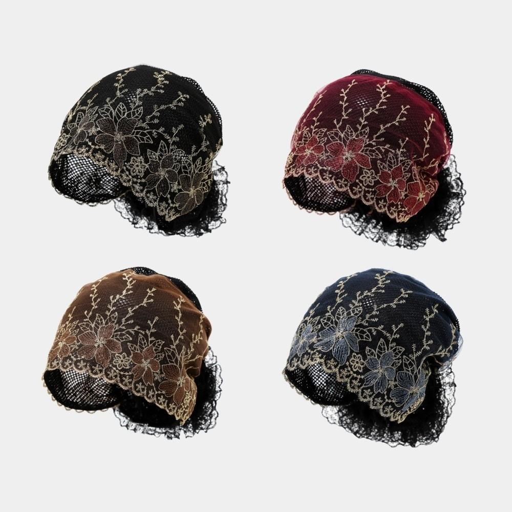 Soft Elastic Curly Hair Hat Breathable Elderly Beauty Cap Beauty Lace Curling Hat  All-match
