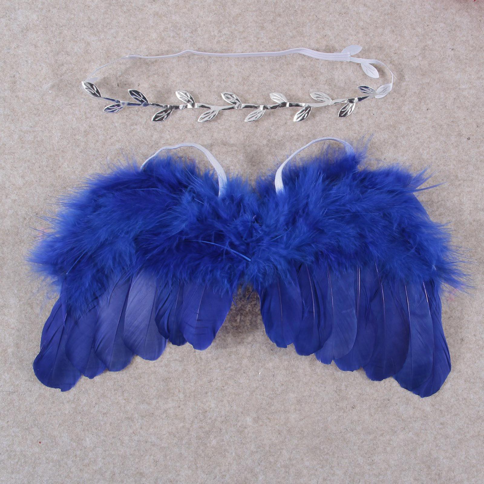 

Комплект повязки на голову с перьями ангела и стразами, детская шифоновая повязка на голову с цветком, аксессуары для волос, реквизит для фотосессии для новорожденных, костюм One Size