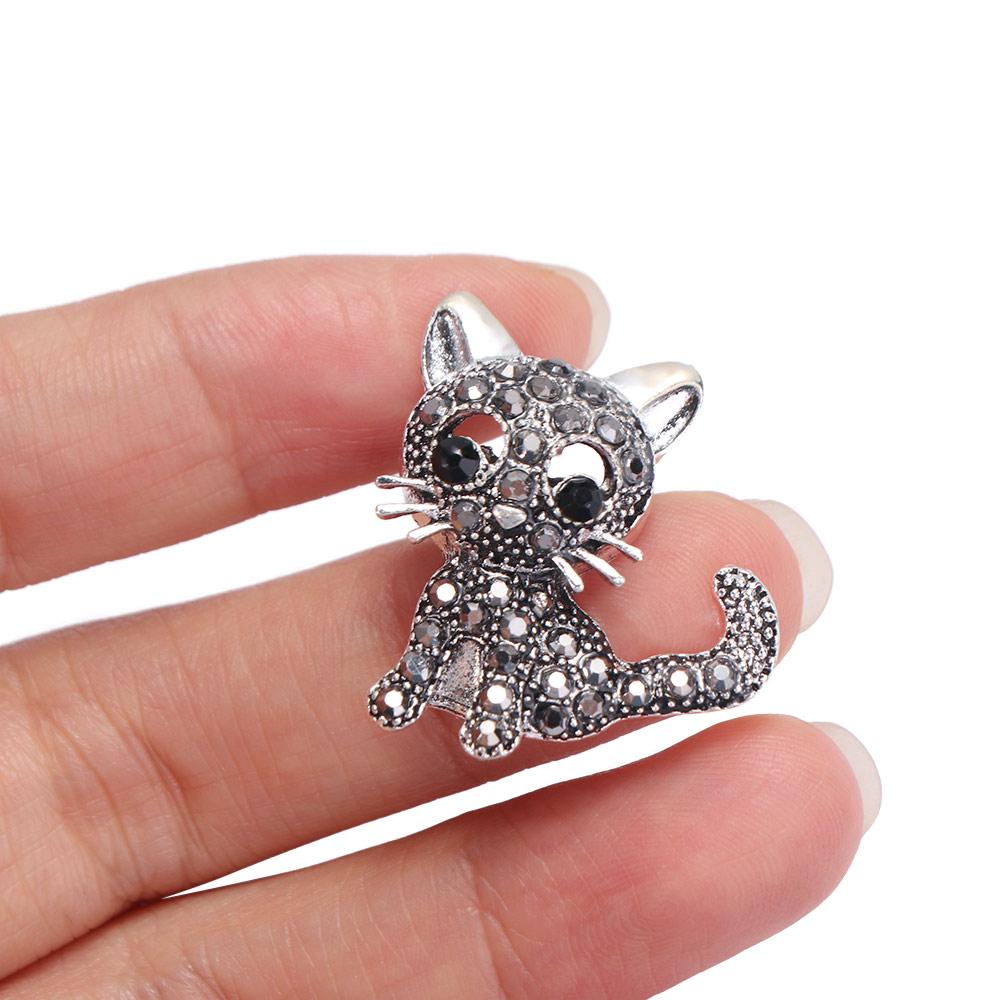Zircon Crystal Cat Brooches Clothing Accessories Vintage Brooches Cat Badge Pins Gift