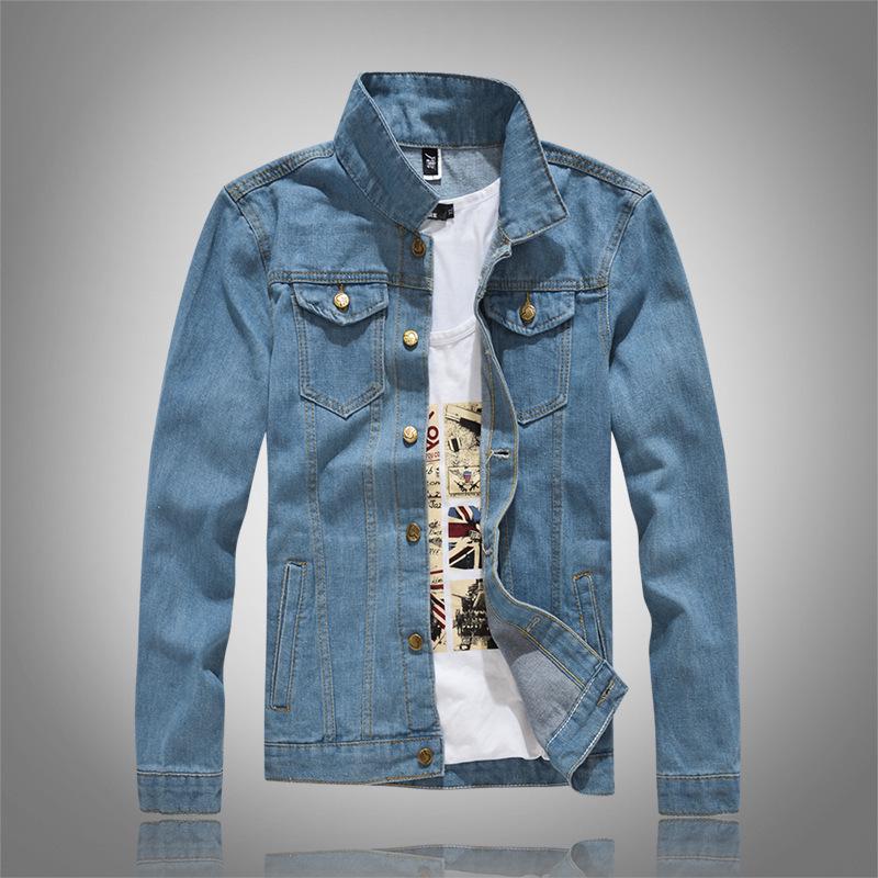 

Men s Plus Size Slim Fit Denim Jacket - Korean Style, Casual Fashion for Spring and Autumn M