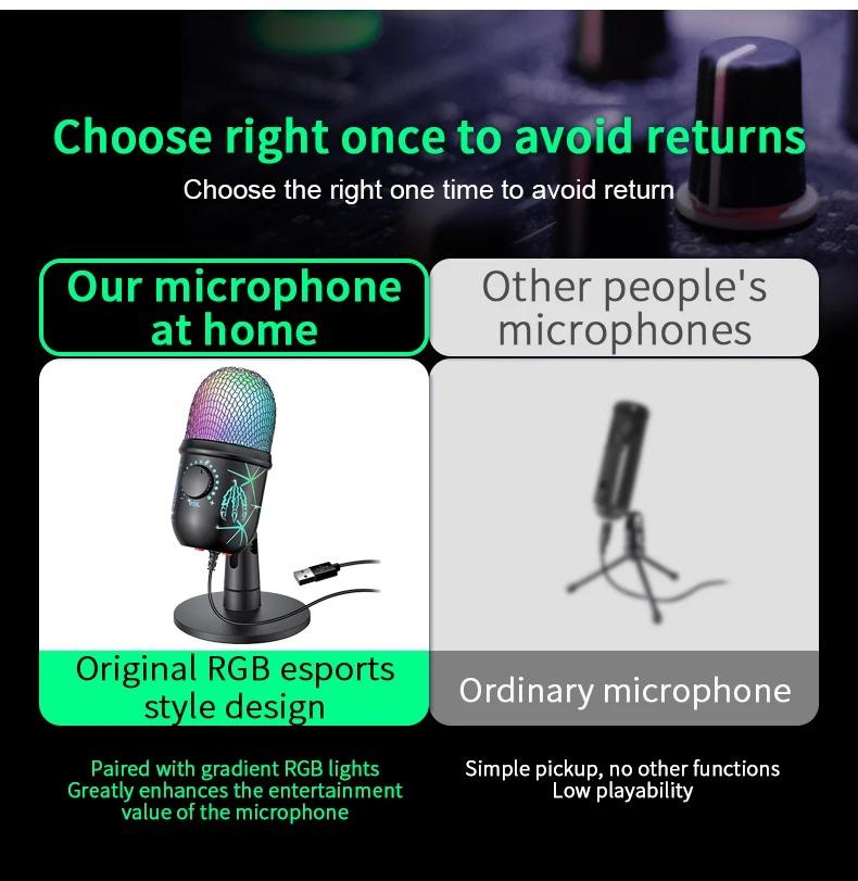 Usb Condenser Microphone With Rgb Lighting, Plug & Play Pc Microphone For Gaming, Streaming, Podcasting On Ps5/ps4, Computer With Noise Reduction