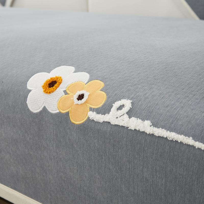 Chenille Sofa Cushion Four Seasons Universal Simple Modern Embroidered Patch Sofa Seat Cushion Non-Slip Cushion Cover Backrest Towel
