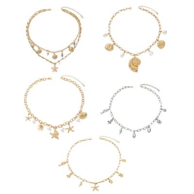 Bohemian Vacation Necklace 5 Style Options Sophisticated Zinc Alloy Chain Beach Party Jewelry Collarbone Necklace