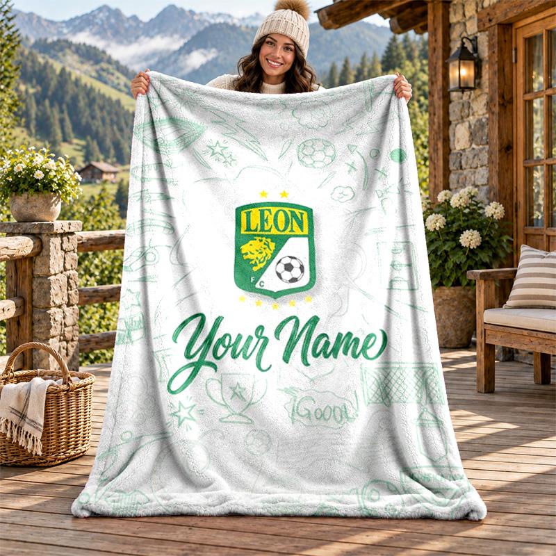 Club Leon Custom Name Flannel Blanket Personalized Soft Warm Plush Throw Blanket Customized Gift for Family Friends