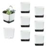 5 Stück Pflanztöpfe Selbstbewässernde Blumentöpfe Selbstbewässernde Pflanzgefäße Mit Abflussloch Transparente Untertasse Reservoir Für Zimmer-Sukkulenten