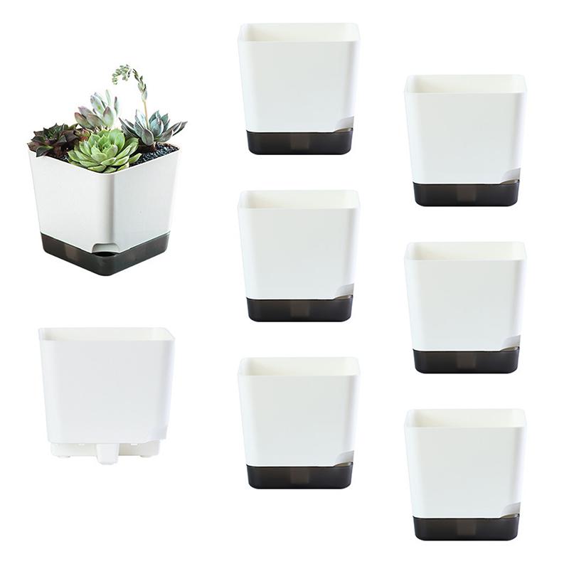 5 Stück Pflanztöpfe Selbstbewässernde Blumentöpfe Selbstbewässernde Pflanzgefäße Mit Abflussloch Transparente Untertasse Reservoir Für Zimmer-Sukkulenten