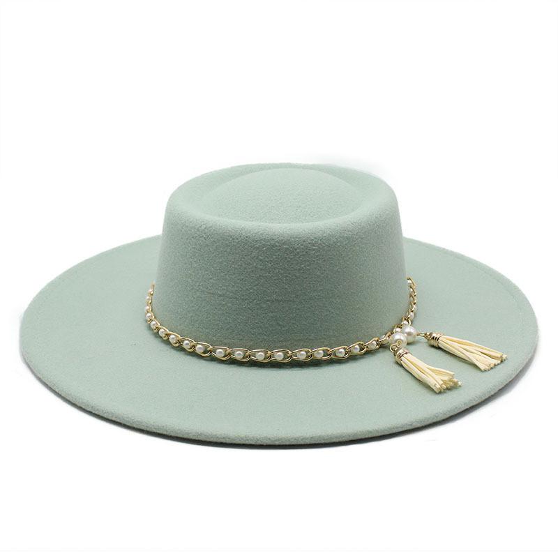 Men Women Wool Felt Round Crown Wide Brim Sun Protection For Travel Outdoor