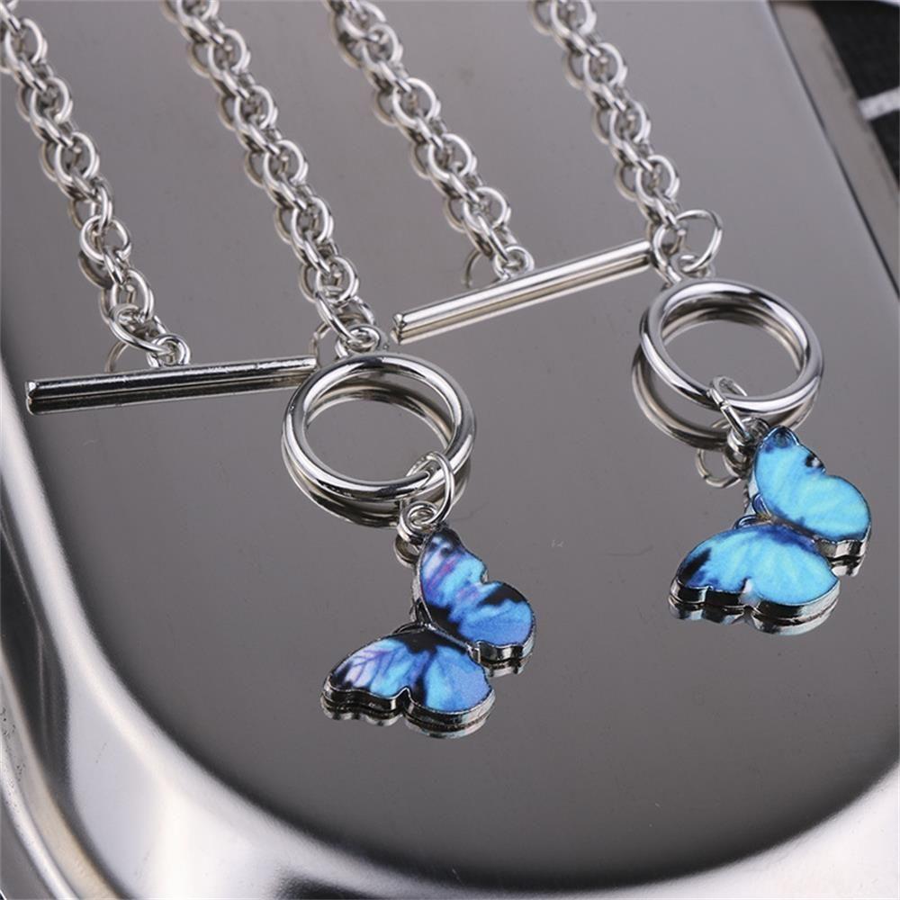 

Темно-синий, модные ювелирные изделия, женский подарок, кулон в виде бабочки, браслет-цепочка на ключицу