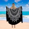 Bohemian Mandala Black White Floral Pareo, Large Quick Dry for Travel Camping Easter Gift