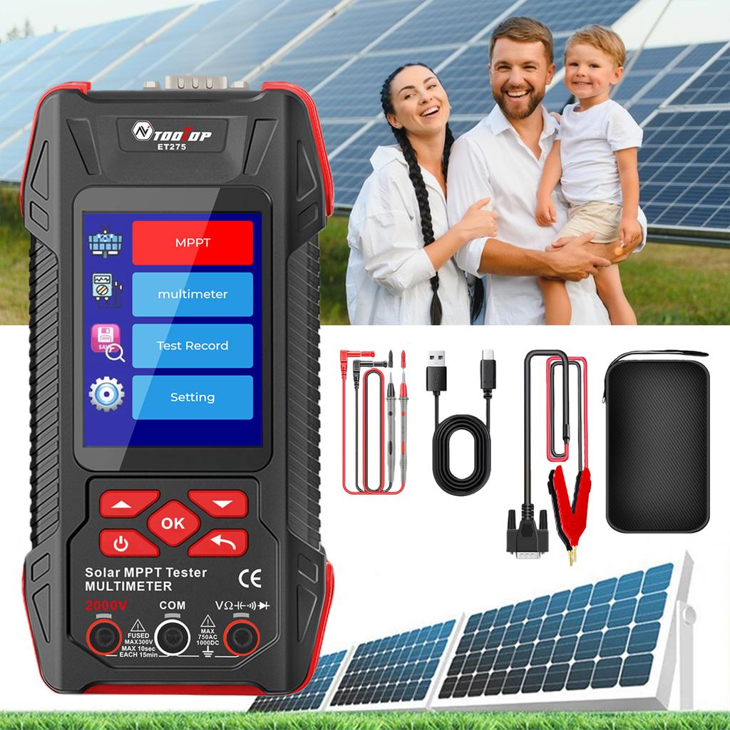 2000W Solar MPPT Power Tester with Protection Function Solar Panel Multimeter 2KV 60000 Counts for Maximum Power Point Finding