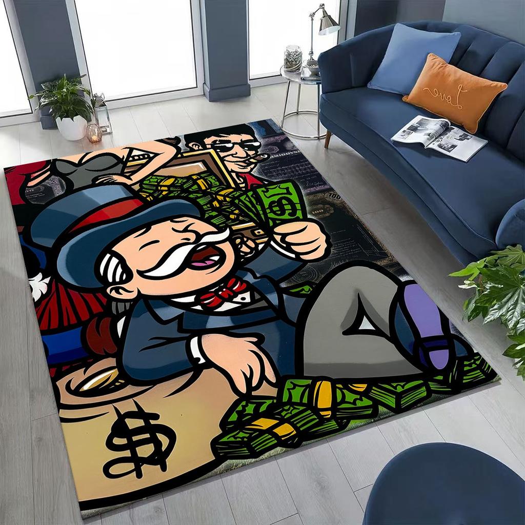 Rich Cartoon Monopoly Dollar Game Money Rug for Bedroom Living Room Sofa Home Doormat Decor,Large Kids Play Non-slip Floor Mat