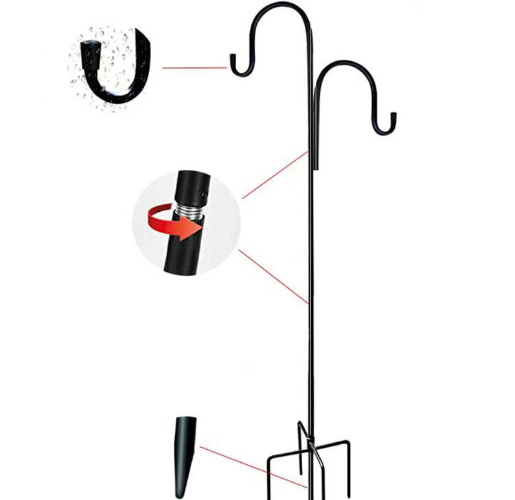 Rust-Proof Outdoor Shepherd Hook: Detachable Iron Craft for Yard and Garden