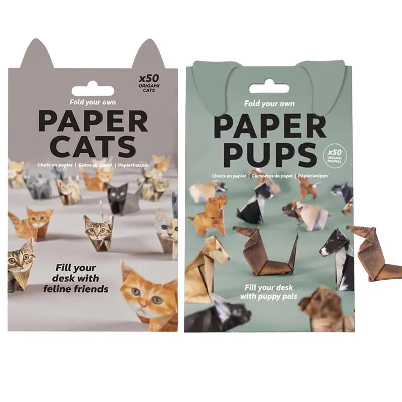 150/100/50pcs DIY Paper Cats Dogs Dinosaurs Folding Animal Creative Papercraft Kit Handmade Activity for Adults & Kids Cute Gift