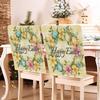 Holiday Inspire Easter Rabbits Print Plush Dining Chair Slipcover Dustproof for Home and Party Decoration