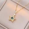 Kleurrijke Zirconium Vijfhoekige Ster Hanger Kettingen voor Vrouwen Meisjes Roestvrij Staal Trendy Vintage Ster Sieraden Accessoires Cadeaus