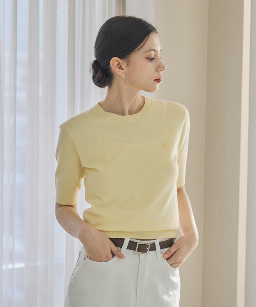 SOUP Basic Embroidered Half Sleeve Knit (Sb3Skf1)