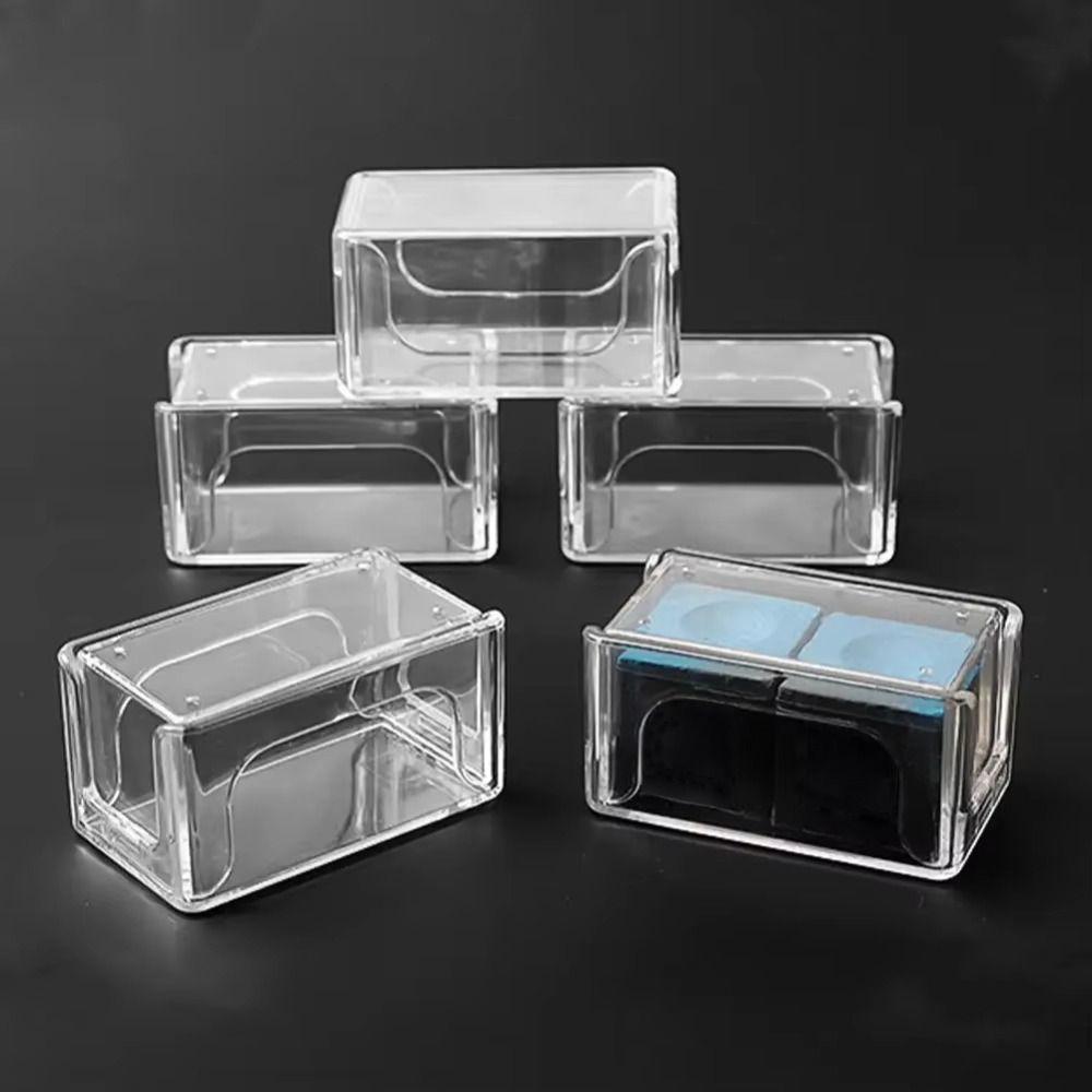 1Pcs Transparent Acrylic Box Plastic Cube Storage Holder New Chalk Box  Snooker Pool