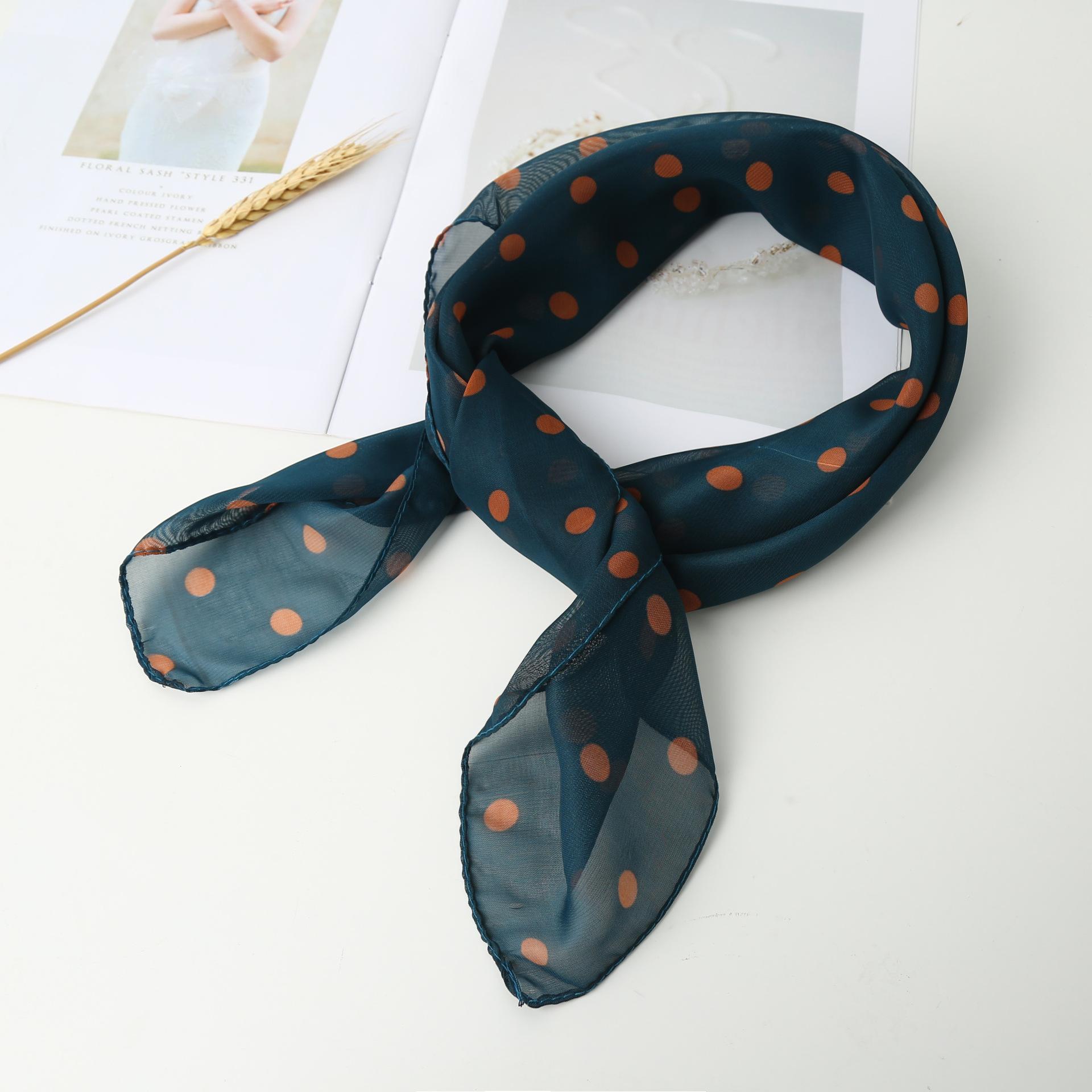 

Lightweight Chiffon Square Scarf with Polka Dot Pattern Sheer Fabric Soft Texture Versatile Use for Neck Headband or Accessory One Size