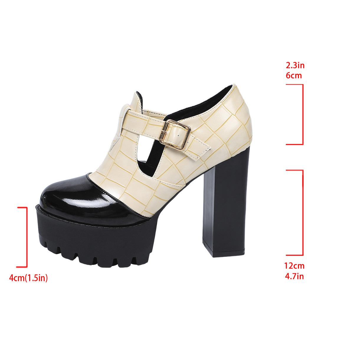 

European and American Thick Heel Deep Mouth Single Shoes 2026 Spring New Style Color blocked High Heel Single Shoes for Women 36 бежевый