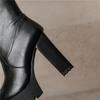 Women's high-heeled boots autumn and winter new waterproof table thick-heeled large-size solid-color medium boots
